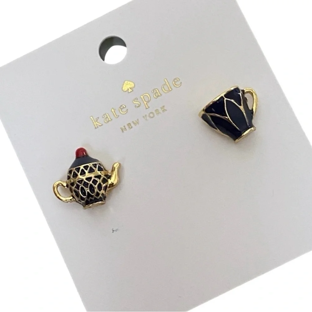 NWT Kate Spade Alice in Wonderland Tea Cup Stud Earrings with Dust Bag